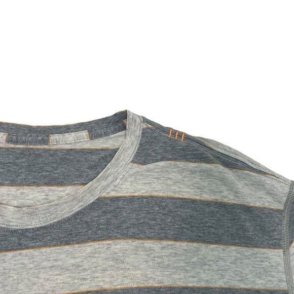 Lululemon Stripe Short Sleeve Stretch Casual Tee T-Shirt Gray Men's size XL - Picture 3 of 5